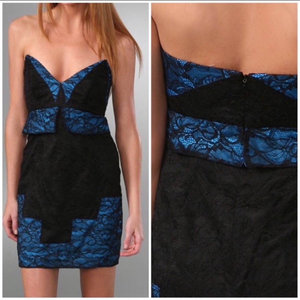 NWT Foley + Corinna Colorblock Lace Bustier Dress